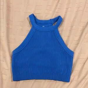 Blue Ribbed Women's Top